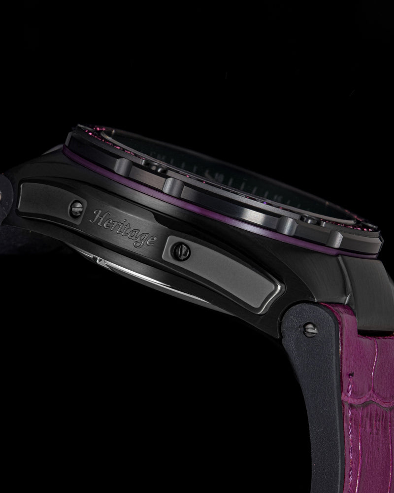 
                  
                    Load image into Gallery viewer, Xavier XL TW033-D1A (Black/Purple) with Purple Swarovski (Purple Bamboo Leather Strap)
                  
                