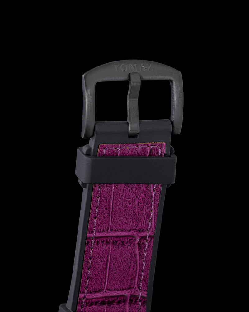 
                  
                    Load image into Gallery viewer, Xavier XL TW033-D1A (Black/Purple) with Purple Swarovski (Purple Bamboo Leather Strap)
                  
                