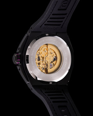 
                  
                    Load image into Gallery viewer, Xavier XL TW033-D1A (Black/Purple) with Purple Swarovski (Purple Bamboo Leather Strap)
                  
                