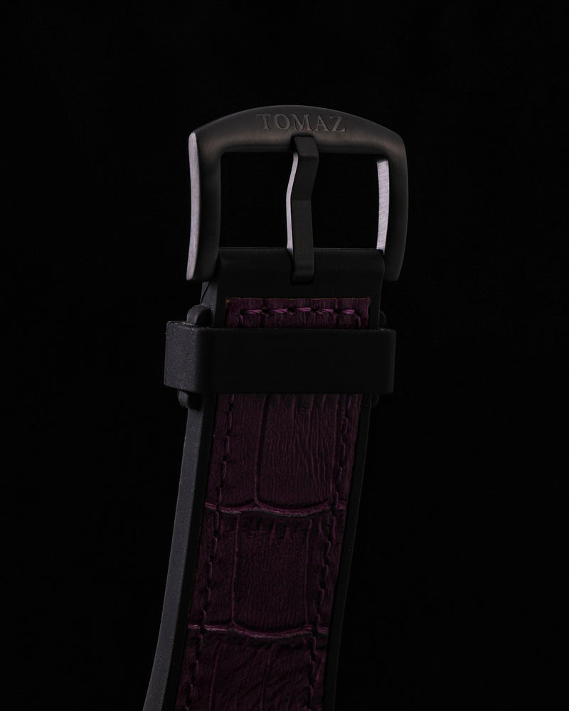 
                  
                    Load image into Gallery viewer, Xavier XL TW033-D2 (Black/Purple) with Purple Swarovski (Purple Bamboo Leather Strap)
                  
                