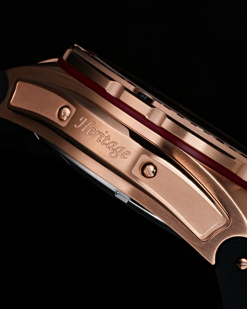 
                  
                    Load image into Gallery viewer, Xavier XL TW033-D3 (Rosegold/Red) with Red Swarovski (Red Bamboo Leather Strap)
                  
                