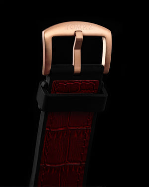 
                  
                    Load image into Gallery viewer, Xavier XL TW033-D3 (Rosegold/Red) with Red Swarovski (Red Bamboo Leather Strap)
                  
                