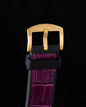 
                  
                    Load image into Gallery viewer, Xavier XL TW033-D6 (Gold/Purple) with Purple Swarovski (Purple Bamboo Leather  Strap)
                  
                