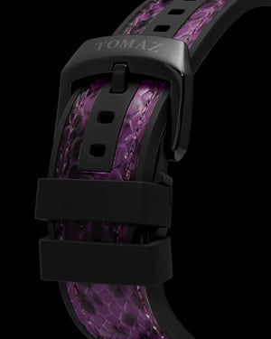 
                  
                    Load image into Gallery viewer, King TW036-D17 (Black) with Purple Green Black Zirconia Crystal (Purple Silicone with Leather Strap)
                  
                