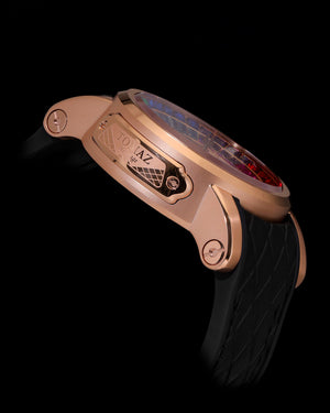 
                  
                    Load image into Gallery viewer, King TW036-D3 (Rosegold) with Rainbow Zirconia Crystal (Black Silicone with Leather Strap)
                  
                