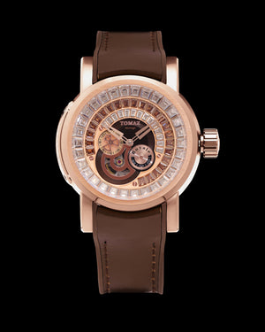 
                  
                    Load image into Gallery viewer, King TW036-D7 (Rosegold) with White Brown Zirconia Crystal Strap (Brown Silicone with Leather Strap)
                  
                