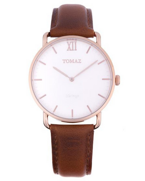 
                  
                    Load image into Gallery viewer, Tomaz Man&amp;#39;s Watch G1M-D1 (Rose Gold/White) Brown Leather Strap
                  
                