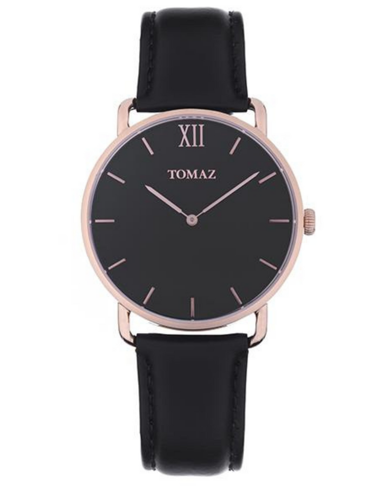 Tomaz Man's Watch G1M-D2 (Rose Gold/Black) Black Leather Strap