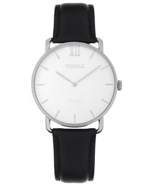 
                  
                    Load image into Gallery viewer, Tomaz Man&amp;#39;s Watch G1M-D6 (Silver/White) Black Leather Strap
                  
                