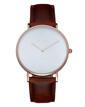 
                  
                    Load image into Gallery viewer, Tomaz Men&amp;#39;s Watch G2M-A (Rosegold/White) Brown Leather Strap
                  
                