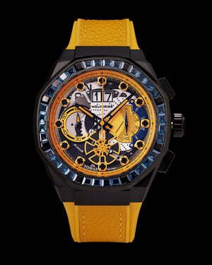 
                  
                    Load image into Gallery viewer, Marvel Wolverine TQ023K-D1 (Black/Yellow) with Blue Crystal (Yellow Leather with Silicone Strap)
                  
                