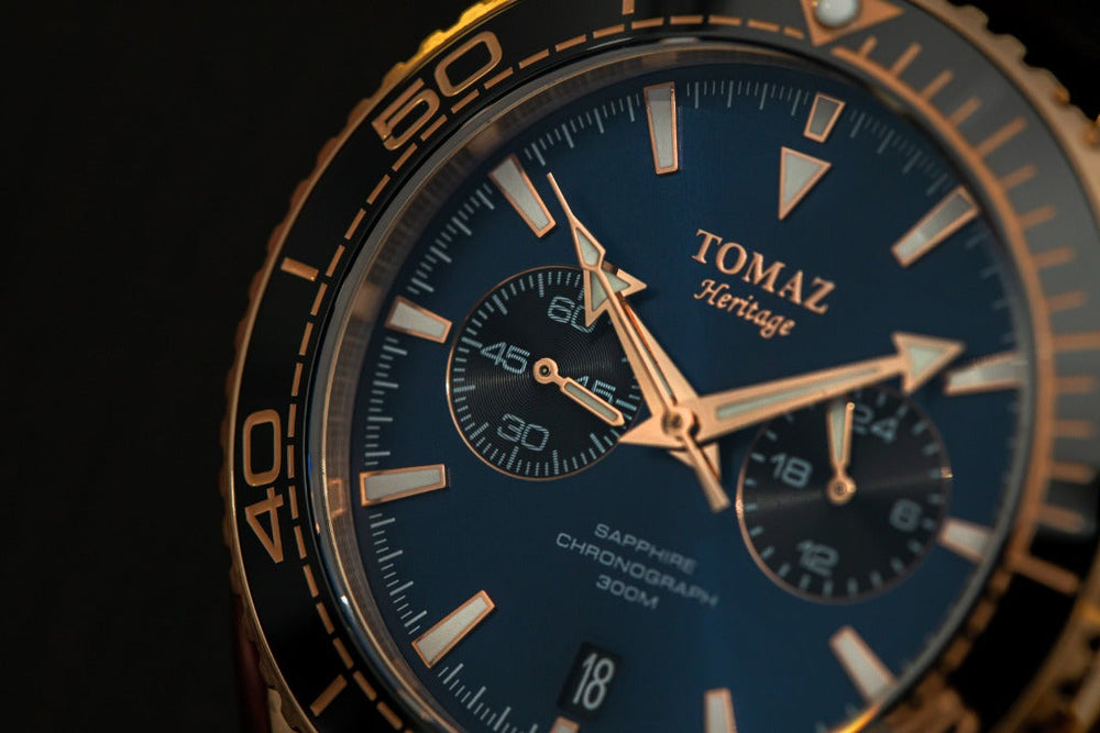 
                  
                    Load image into Gallery viewer, Tomaz Men&amp;#39;s Watch TW012-D7 (Rose Gold/Navy) Black Leather Strap
                  
                