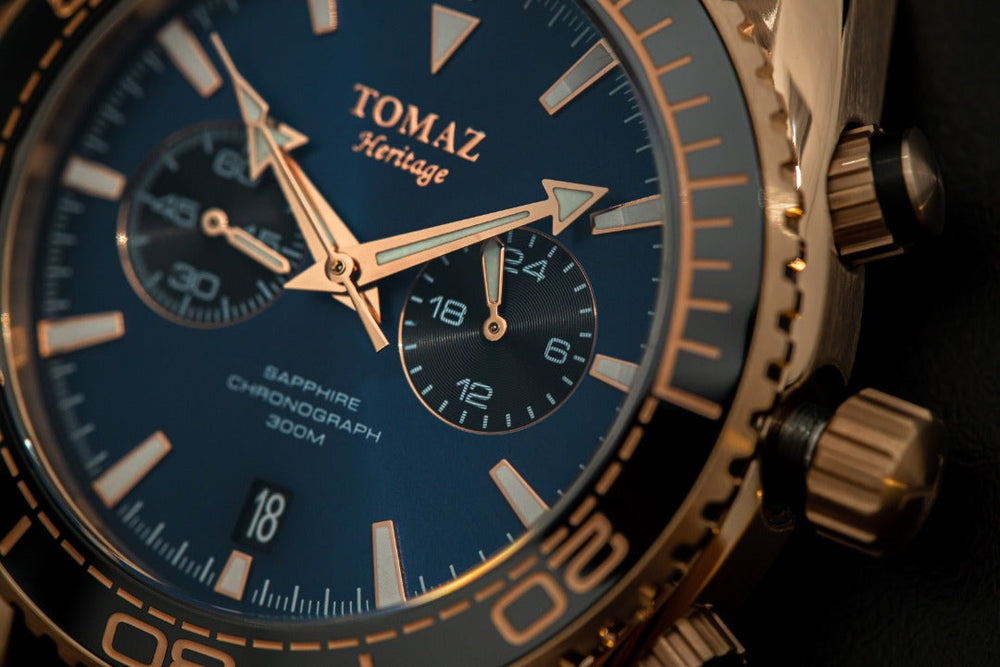 
                  
                    Load image into Gallery viewer, Tomaz Men&amp;#39;s Watch TW012-D7 (Rose Gold/Navy) Black Leather Strap
                  
                