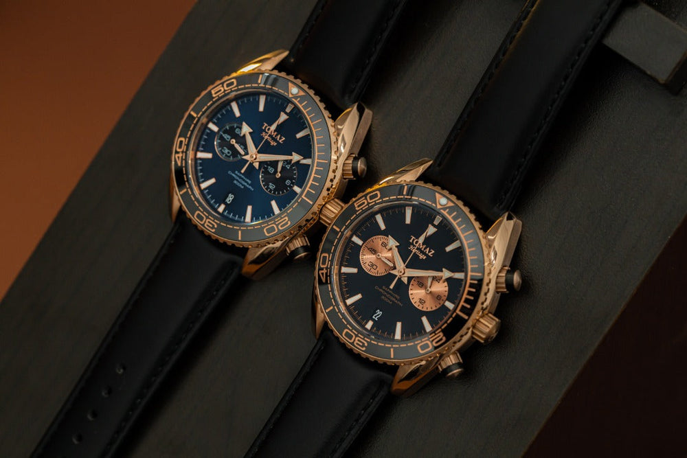 
                  
                    Load image into Gallery viewer, Tomaz Men&amp;#39;s Watch TW012-D7 (Rose Gold/Navy) Black Leather Strap
                  
                