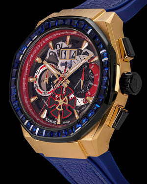 
                  
                    Load image into Gallery viewer, Marvel Thor TQ023H-D2 (Gold/Red) with Blue Crystal (Blue Leather with Silicone Strap)
                  
                
