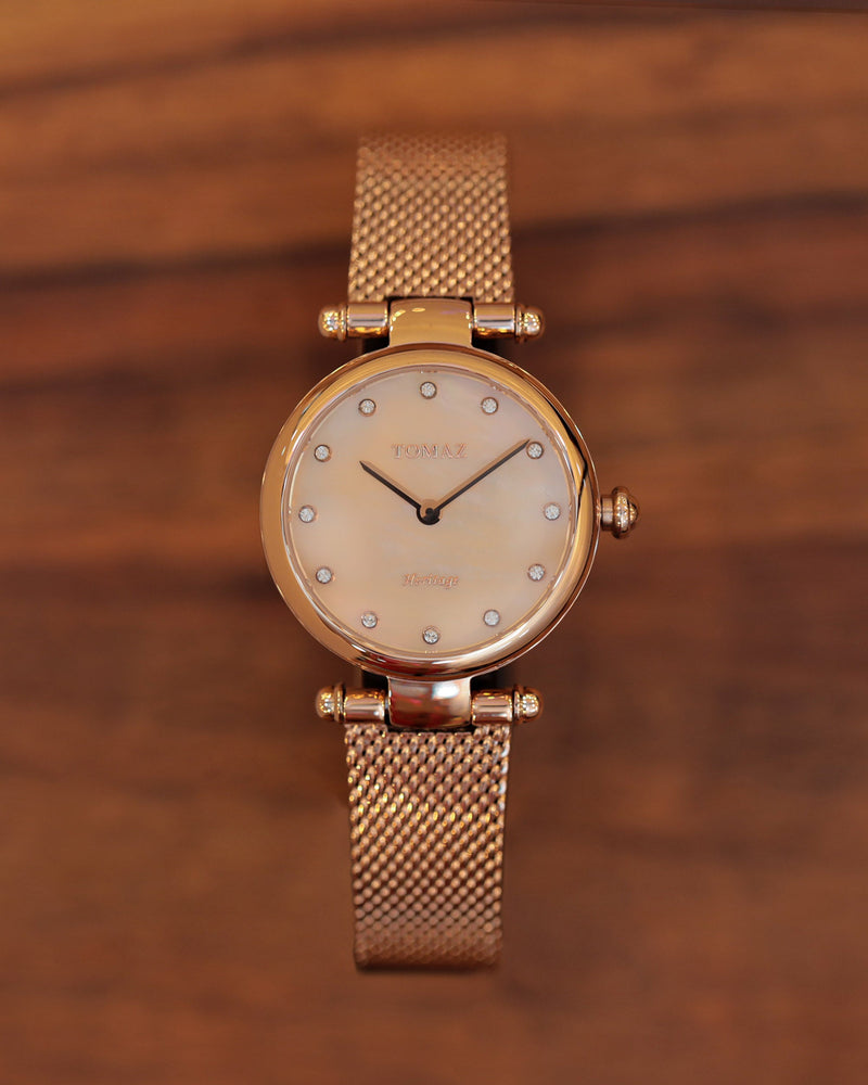 Tomaz Ladies Watch TQ020L-D1 (Rose Gold/White) Rosegold Mesh Strap