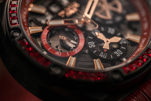 
                  
                    Load image into Gallery viewer, RAWR iii TW024A-D2 (Black/Red) with Red Swarovski (Red Bamboo Leather Strap)
                  
                