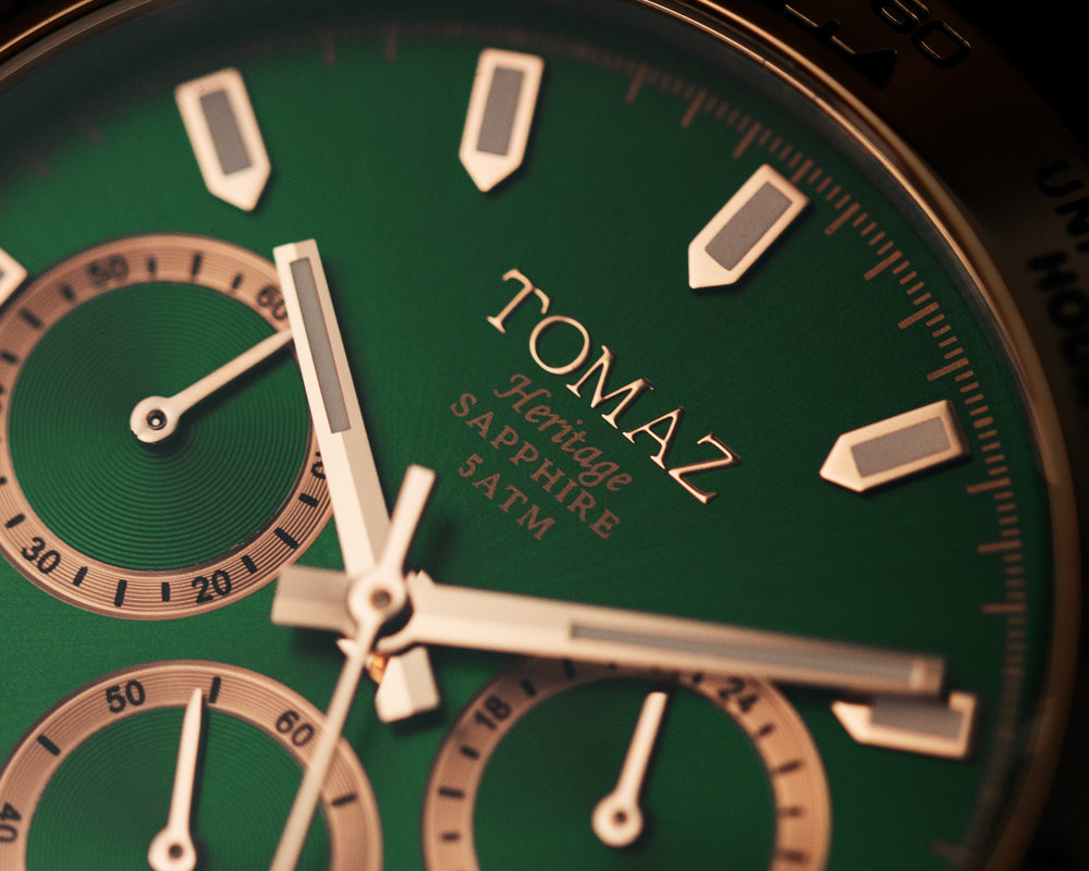 
                  
                    Load image into Gallery viewer, Tomaz Men&amp;#39;s Watch GR02-D7 (Rosegold/Green) Coffee Leather Strap
                  
                