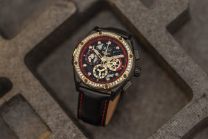 
                  
                    Load image into Gallery viewer, RAWR III TW024E-D3 (Black/Red) with White Swarovski (Black Leather Strap)
                  
                